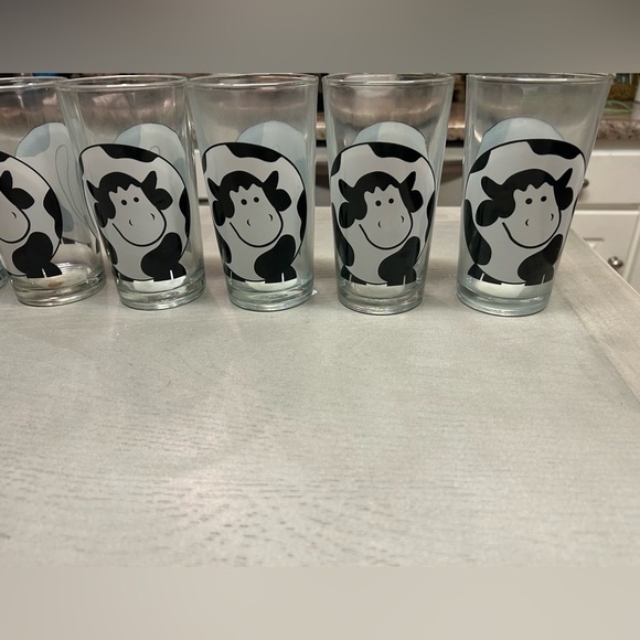 FIRNA COW BLACK AND WHITE ROTUND DRINKING GLASSES TUMBLERS LOT OF 10 - Picture 8 of 16